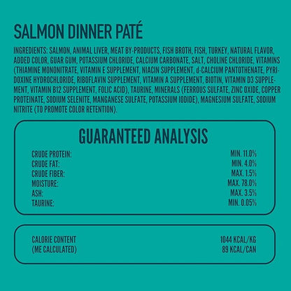 A Strong Heart Canned Wet Cat Food, Salmon Dinner Paté - 3 oz Cans (Pack of 24), Made in The USA with Real Salmon