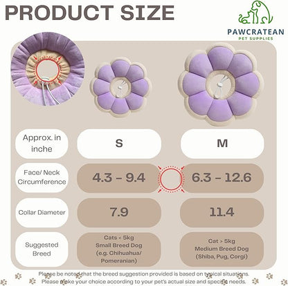 Adjustable Comfy Flower Style Elizabeth Collar for Cats Puppies Soft Recovery Cone Pet Protective Neck Collar (Purple, Medium)
