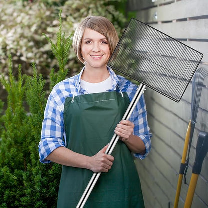 15-inch Large Chicken Poop Scooper, 5 in 1 Adjustable Chicken Coop Scoop with Ergonomic Grip, 24" to 77" Long Stainless Steel Sifting Litter Shovel Pooper Scooper Chicken Coop Accessories