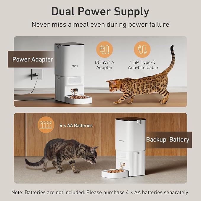 7L/29 Cups Automatic Dog Feeder, 5G WiFi Auto Cat Feeder with Desiccant Bag, Cat Food Dispenser, App Remote Feeding, Stainless Steel Bowl, Dual Power Supply, Ideal for 2-15mm Dry Food