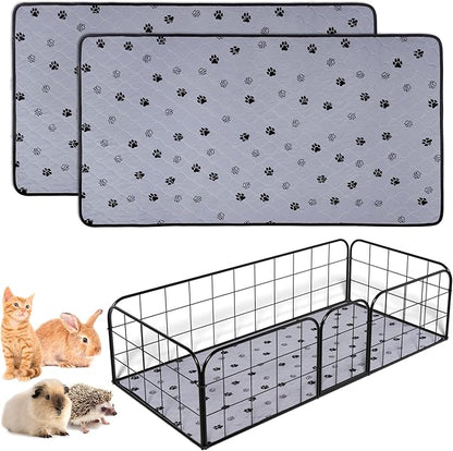 Fostanfly Non-Slip Washable Pee Pads for Dogs, 2 Pack 24"x47" Guinea Pig Cage Liner Ultra-Absorbent and Leak-Proof for Small Animal Guinea Pigs Rabbit Bunny Hamster