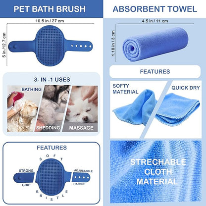 Dog Paw Cleaner for Small & Medium Dogs – Portable Paw Washer Cup with Soft Silicone Brush, Towel & Moisturizing Balm – Gently Cleans Muddy Paws After Walks (Blue, Medium)