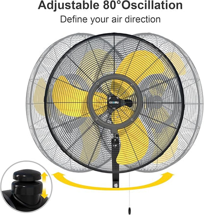 9600 CFM 30" Outdoor Wall Mount Misting Fans, High Velocity 3-Speed Waterproof Professional Oscillating Wall Fan, Heavy Duty Industrial Fan for Commercial, Garage, Warehouse, UL Listed