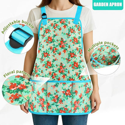 Garden Tools Set WANCHI 10 Piece Heavy Duty Floral Garden Tool Set Gardening Gifts for Women Men Birthday Rust-Proof Aluminum Garden Hand Tools Gardening Kit with Tote Bag Apron Glove