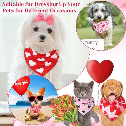 Amylove 120 Pcs Halloween Dog Bandanas Bulk Holiday Triangle Dog Pack Puppy Kerchief Bandana Adjustable Pet Scarf for Pet Cat Costume Accessories Decor(Love)