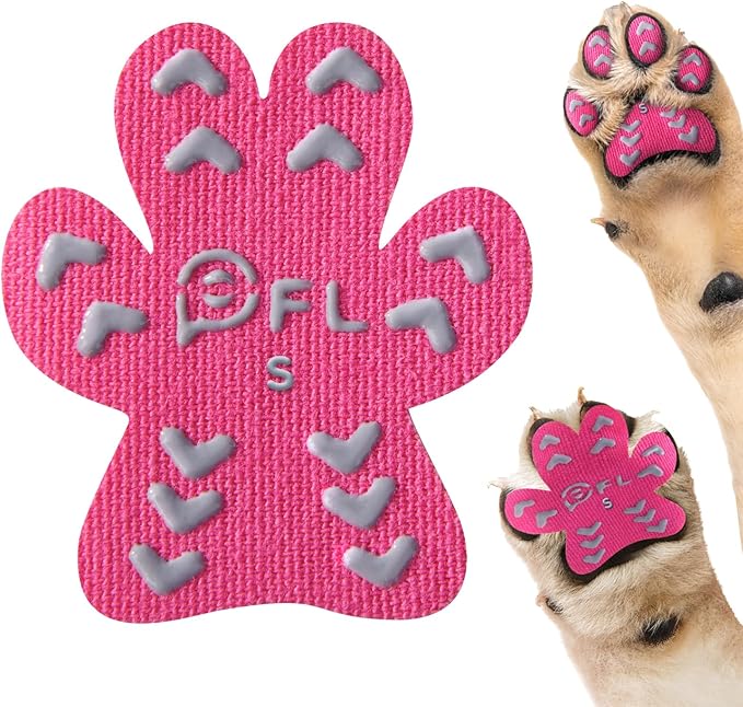 Anti-Slip Dog Paw Protector Pads for Senior Dogs, Dog Paw Pink Stickers with Strong Traction on Hardwood Floor, Dog Essentials,12sets(48pcs) S(4-10lbs)