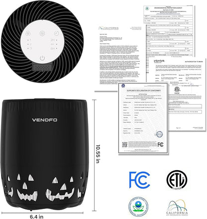 Air Purifiers for Home Bedroom up to 1076ft², True HEPA Air Filters Dust Pets Smoke Hair, 3 Fan Speeds Quiet, Timer Settings, Rechargeable Air Cleaner Office, Bedroom, Pets, Car(Black)