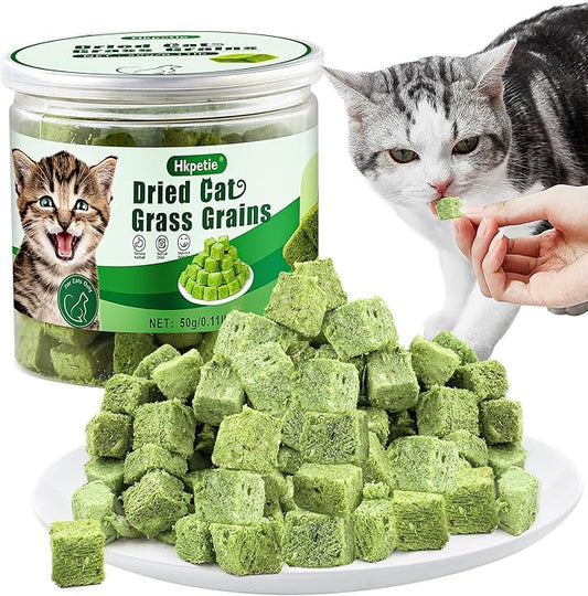 50g Cat Grass Teething Treat, Delicious Cat Grass Teething Snack Edible Cats Chew Toy for Teeth Cleaning and Hairball Removal