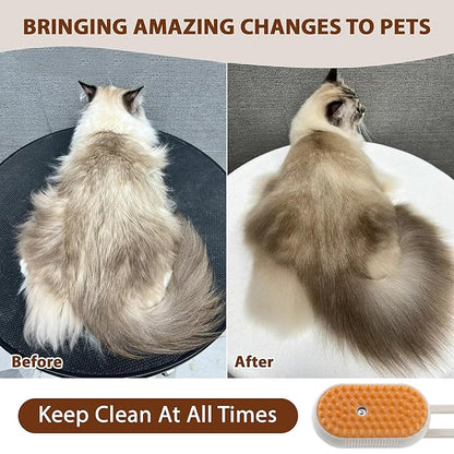 4 in 1 Cat Steam Brush, Rechargeable Steam Brush for Cats and Dogs, Anti-Static Cat Spray Brushes, Massage, Cleaning, Shedding & Combing All In One! Beige