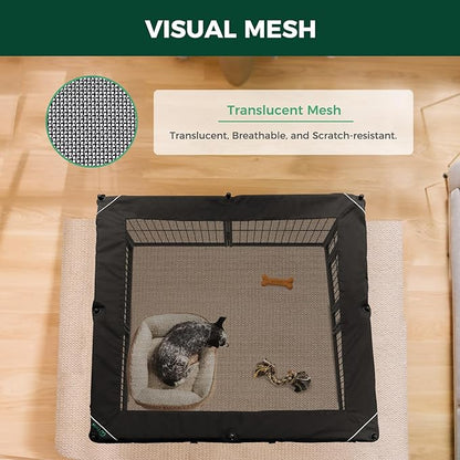 FXW Homeplus Unleashed Indoor Dog Playpen - Stress-Free and Safe Play, Heavy Duty 40 Inch 8 Wire Panels with Playpen Cover for Medium and Large Dogs, Black│Patented