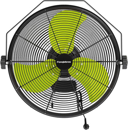 4580 CFM 18 inch High Velocity Wall Mounted Fan, 3-Speed Metal Fan with Sealed Motor, 360 Degree Tliting Heavy Duty Wall Fan for Patio, Barn, Garage, and Gazebo - UL listed