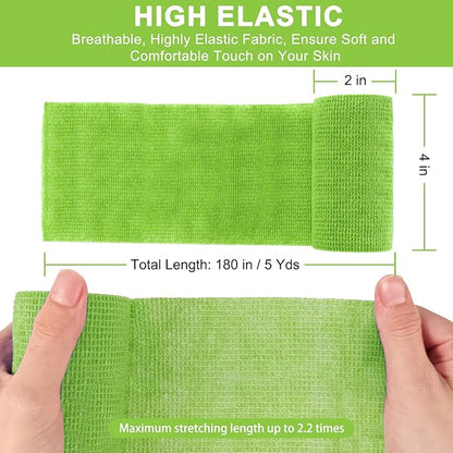 24 Pack Self Adhesive Bandage Wrap, 4” x 5 Yards Elastic Cohesive Bandage Wrap Self Adherent Medical Tape for Sports, Ankle, Wrist Sprains, Pet First Aid, Vet Wrap