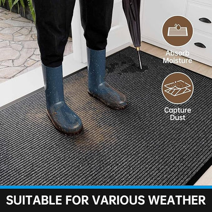 Door Floor Mat Commercial Grade Large Size 3' x 10'Heavy Duty Tough Entry Collection Slip Skid Entrance Mat with Rubber Backing Low Profile and Easy to Clean Indoor Outdoor Rug