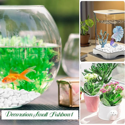 1LB White Flat Glass Marbles for Vases, Gemstone Beads Vase Filler Decorative Glass Pebbles for Fish Tank, DIY Crafts, Aquarium Decor Rocks