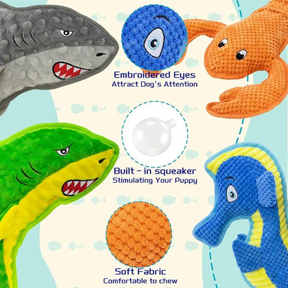 Dog Toy Squeak No Stuffing Toys, 4-Pack Toys for Small Medium Large Breed, Puppy Teething Interactive Toy to Keep Them Busy, Best Christmas Birthday Gift