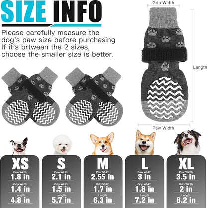 EXPAWLORER Anti Slip Dog Socks to Prevent Licking Paws, Dog Shoes for Hot Pavement, Dog Booties for Small Medium Large Senior Dogs, Traction Control Dog Boots & Paw Protectors for Hardwood Floors