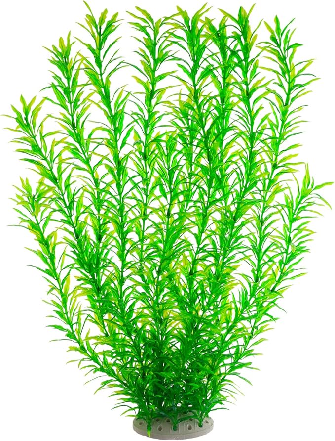 Aquarium Plastic Plants Large, Artificial Plastic Long Fish Tank Plants Decoration Ornaments Safe for All Fish 21 Inches Tall (J07 Green)