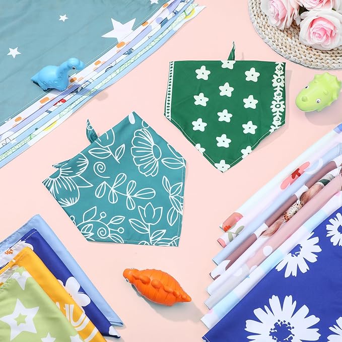 100 Pcs Dog Bandanas Bulk Pet Bibs Colorful Triangle Scarf Pet Bandanas for Medium Large Dogs Spring Summer Birthday Costume Decoration (Boho)