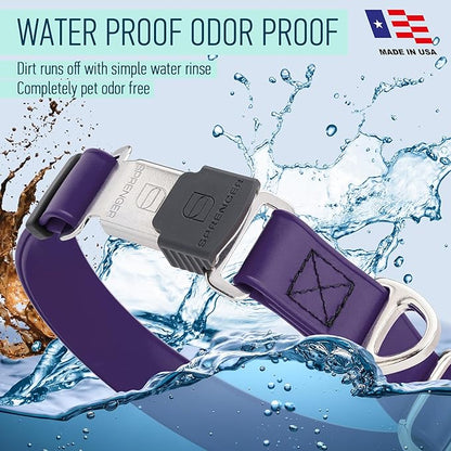 Dogline Biothane Waterproof Dog Collar with Herm Sprenger Black Stainless Steel Quick Release Buckle – Heavy Duty Tactical Durable Collar for Dogs – Comfortable and Safe Pet Collar W1 L 15-25" Purple