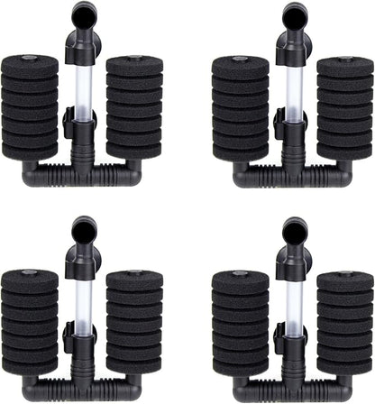 AQUANEAT 4 Pack Double Bio Sponge Filter, for Fry, Betta, Shrimp, Nano, Aquarium Fish Tank (Small up to 20 Gal)