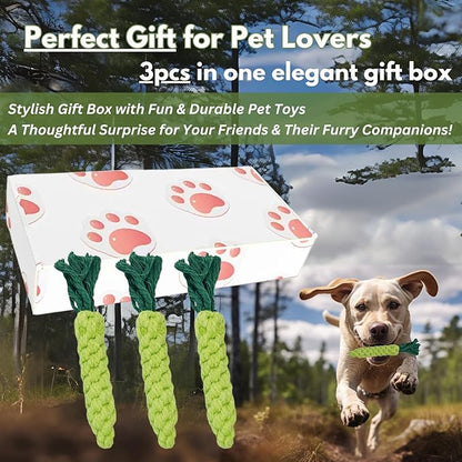 3PCS Green Woven Pet Chew Set, Dog Chew Accessories, Cat Interactive Chews, Safe & Durable Braided Chews for Dogs, Cats & More Pets
