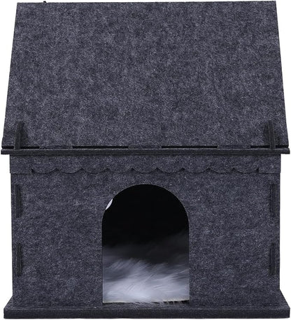 2-Tier Indoor Cat Apartment，Cozy Pet Cat Bed, Hideaway, and Sturdy Cat Castle for Multiple and Large Cats