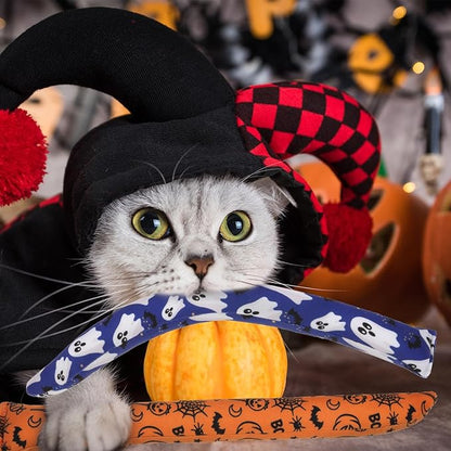 EXPAWLORER Halloween Cat Toys, 4 pcs Soft Pillow Catnip Toys with Bells Inside, Interactive Bite Resistant Fish Shape Kicker Toys for Indoor Kitten Playing