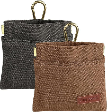 2PC Dog Treat Pouch,Dog Training Treat Reward Bag,Portable Puppy Hand Free Dog Walking Bag,Auto Closing Dog Food Dispenser,Behavior Aids for Puppy Travel or Outdoor(Grey+Khaki)