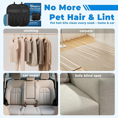 2Pcs Pet Hair Removal Gloves Kit (2 Sizes) for Dogs & Cats, 2025 Newly Upgraded Five-Finger Electrostatic Pet Hair Gloves, Reusable Pet Hair Remover Tools for Clothing, Carpet, Sofa Gaps, Car Seat