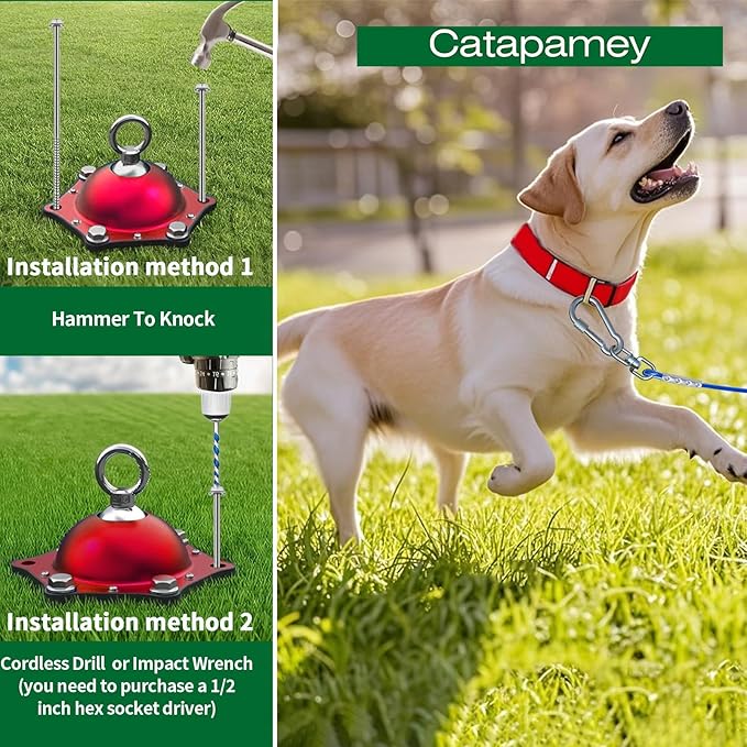 Dog Tie Out Cable and Stake for Yard,(up to 200lbs) 360°Swivel Dog Run Anchors- No Tangle,with 20FT Heavy Duty Tie Out Cable,Runner for Yard,Ideal for Outdoor Camping