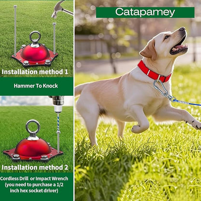 Dog Tie Out Cable and Stake for Yard,(up to 200lbs) 360°Swivel Dog Run Anchors- No Tangle,with 30FT Heavy Duty Tie Out Cable for Dogs,Runner for Yard,Ideal for Outdoor Camping