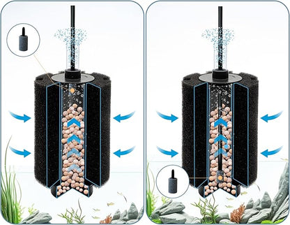 ALEGI 4pcs Large Aquarium Sponge Filter with Suction Cups, Check Valves for Breeding Fry Betta Shrimp Fish Tank ((Upgrade) 40-80 Gal 4 Pcs)