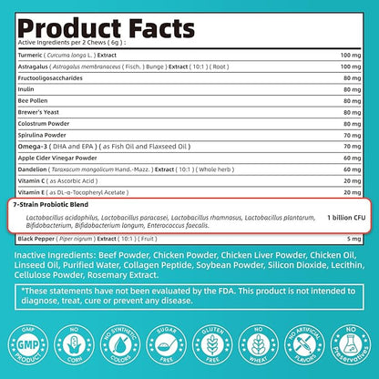 Dog Skin & Allergy Chews - Dog Probiotics for Sensitive Skin Health Support - Allergy Relief - Support Seasonal Allergies, Immune & Gut & Digestive Health Supplement - Beef Flavor - 90 Count