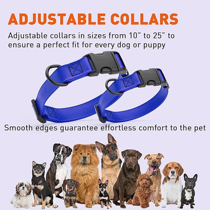 Dogline Biothane Waterproof Dog Collar with Quick Release Buckle Strong Coated Nylon Webbing with Odor- Proof for Easy Care Easy to Clean Fits Small Medium or Large Dogs, Royal Blue 3/4" W 12-19" L