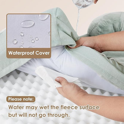 EHEYCIGA Orthopedic Dog Bed for Small Dogs, Waterproof Memory Foam Small Dog Beds with Sides, Non-Slip Bottom and Egg-Crate Foam Medium Pet Couch Bed with Washable Removable Cover, Sage Green