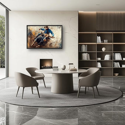 Framed Large Western Cowboy Wall Art, Oversized Rustic Cow Wall Decor for Living Room, Dusty Canvas Painting Pictures Vintage Artwork Home Decoration for Living Room Bedroom Office 36"x24"