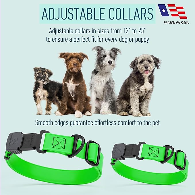 Dogline Biothane Waterproof Dog Collar with Herm Sprenger Black Stainless Steel Quick Release Buckle – Heavy Duty Tactical Durable Collar for Dogs – Comfortable and Safe Pet Collar W3/4" L12-19 Green