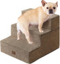 EHEYCIGA Dog Stairs for Small Dogs 13.5" H, 3-Step Dog Steps for Couch Sofa and Chair, Pet Steps for Medium Cats, Non-Slip Balanced Pet Ramp Indoor, Camel