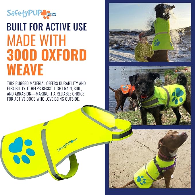 Dog Reflective Vest – Hi-Vis Fluorescent Visibility That Helps to Safeguard Your Pet On/Off Leash in Urban & Rural Areas (Yellow, Small)