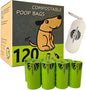 Dog Poop Bag with Holder, Compostable Dog Bags for Poop, Vegetable-Based Doggy Poop Bags, Eco-Friendly, Unscented, Extra Thick and Leak Proof, 120 Counts, 10 Rolls, 9 x 13 Inches