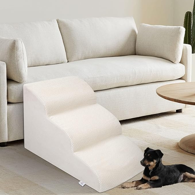Dog Stairs for Small Dogs - High Density Foam Pet Steps, Extra Wide Dog Ramp with Non-Slip Bottom for High Beds, Couch and Sofa, Best for Dogs Injured, Older Doggy Cats