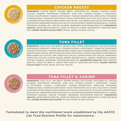 Applaws Vitality Wet Cat Food in Broth, Natural Canned Cat Food, Wet Food for Cats with Added Vitamins and Minerals, Grain Free, Carrageenan Free, Variety Selection in Broth (12 Count, 2.47 oz Cans)