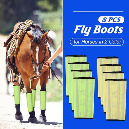 8 Pcs Mesh Fly Boots for Horse Breathable Mesh Horse Boots Protective Horse Leg Wraps Horse Leggings for Preventing Flies and Mosquitoes Bites (Light Pink, Dark Pink)
