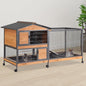2-Story Rabbit Cage with Chew-Proof Metal Frame for Indoor/Outdoor - 62" Bunny Hutch Guinea Pig Cages with 6 Locking Wheels & 2 Removable Trays for Rabbits/Guinea Pigs