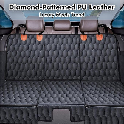3-in-1 Convertible PU Leather Dog Car Seat Extender & Booster Seat – 400lb Capacity, Waterproof, Hard Bottom, Scratch-Proof Hammock for Cars & SUVs-L