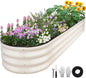 Galvanized Raised Garden Bed - 8×2×1ft Planter Raised Beds for Gardening | Oval Metal Garden Planter Box with Safety Edging and Bracing Rods for Vegetables Fruits and Flowers (White)