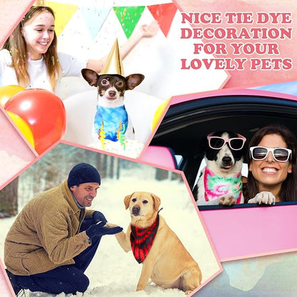 150 Pcs Tie Dye Dog Bandanas Bulk Pet Bibs Colorful Triangle Scarf Tie Dye Pet Bandanas for Medium Large Dogs Spring Summer Birthday Costume Decor