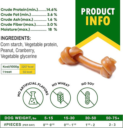 Dog Treats Peanut Butter Bones with Cranberry & Rawhide Free Chew 11 Oz - Pet Natural Mini & Big Snacks Healthy Collagen & Bulk Best Chews for Small & Large Dogs - Made for USA (Peanut Butter)