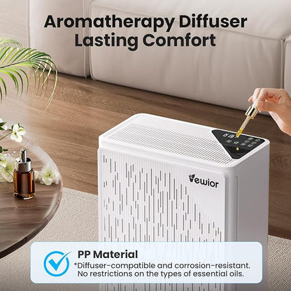 Air Purifiers for Home Large Room up to 2535ft², VEWIOR H13 True HEPA Air Cleaner for Bedroom with PM2.5 Display Air Quality Sensor, Fragrance Diffuser, Air Filter for Wildfire Smoke Pet Hair Dust