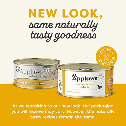 Applaws Natural Wet Cat Food in Broth, Limited Ingredient Canned Wet Cat Food, No Additives, Made with Natural Ingredients, Chicken Breast in Broth (6 x 5.5oz Cans)